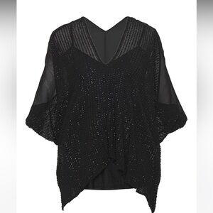 Gold Hawk Liza Sequin Drape Top NWT XS Black